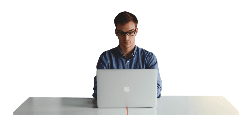 man sitting in front of his computer - serpweave
